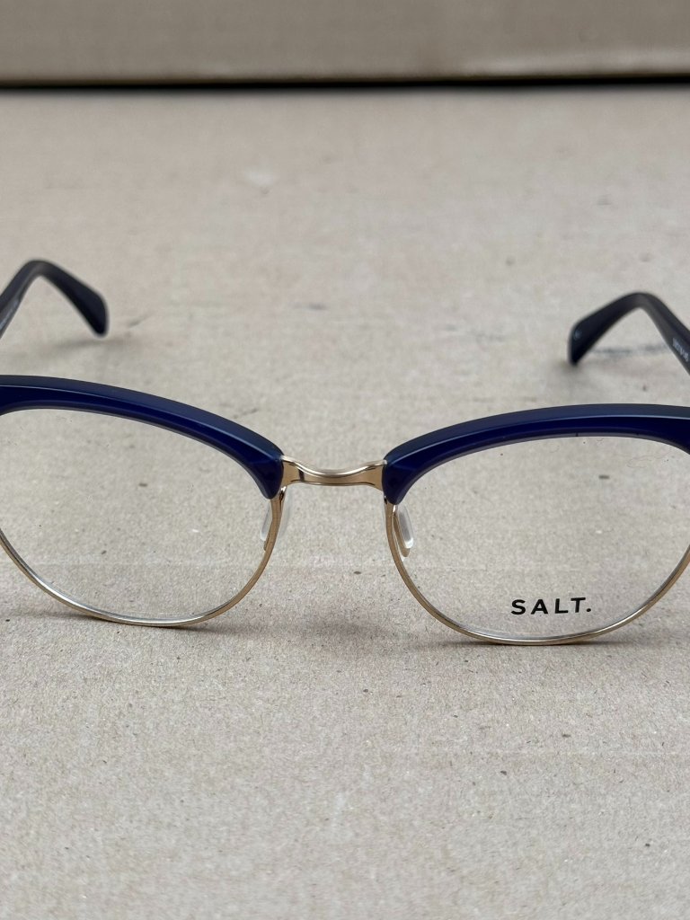 Salt. Kris Titanium Eyeglasses Blue Gold Handcrafted In Japan 50-18-145